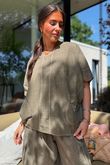 Rustic Nature Linen Blend Pocket Tee Washed Walnut